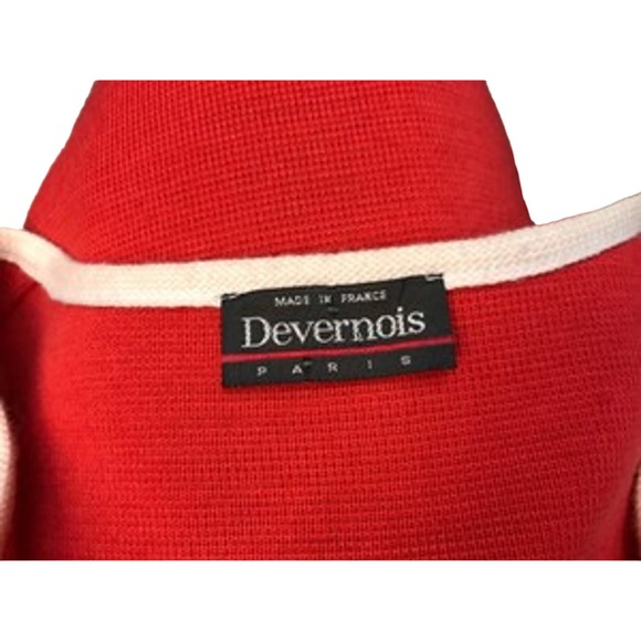 Devernois Paris Made in France White Trim Vermilion Knit Jacket L - Picture 5 of 5